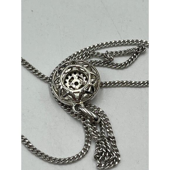 Unique Designs UD 925 Sterling Silver Round Diamond Chip Pendant Necklace - Picture 10 of 14